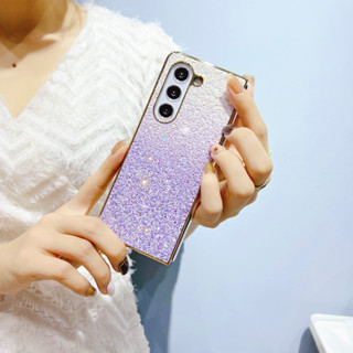 เคสโทรศัพท์มือถือ แต่งกลิตเตอร์ไล่โทนสี สําหรับ Samsung Galaxy Z Fold5 Flip5