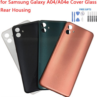 ของแท้ ฝาครอบแบตเตอรี่ด้านหลัง พร้อมสติกเกอร์เลนส์กล้อง แบบเปลี่ยน สําหรับ Samsung Galaxy A04 A04e