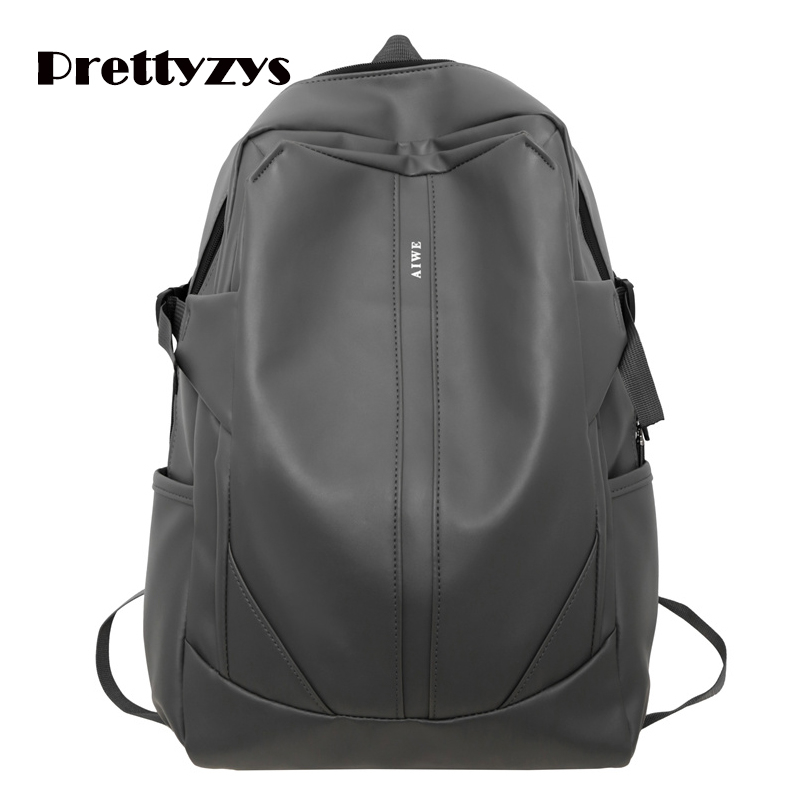 Backpack Prettyzys 2023 Korean Large capacity Student Bag PU Leather 15.6 inch For Women &amp; Men