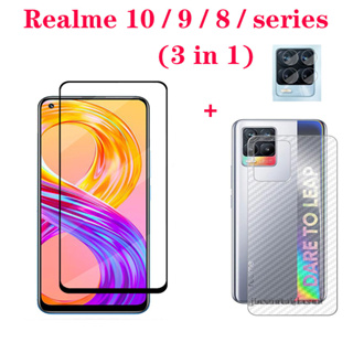 3in1 ฟิล์มกระจกนิรภัย และฟิล์มเลนส์ ด้านหลัง สําหรับ Realme 8 5G 8i 7i 7 Pro 9 Pro 9i 10 4G C11 2021 C30 C33 C35 C25 C25Y C25S C21 C21Y C20 C15 C12