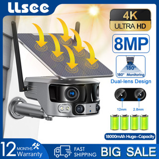 LLSEE 4K 8MP มุมกว้างพิเศษ 180 °ตัวเลือก WIFI หรือ 4G IP กล้องรักษาความปลอดภัยกล้องวงจรปิดกลางแจ้งพลังงานแสงอาทิตย์กันน้ำ IP66 AI ตรวจจับสีเต็มรูปแบบคืนวิสัยทัศน์