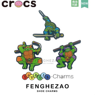 Cross Jibitz Ninja turtle Series ที่ใส่รองเท้า Crocs ของแท้ สําหรับผู้หญิง รองเท้า ดอกไม้ หัวเข็มขัด DIY อุปกรณ์เสริม สร้างสรรค์ จับคู่ซีรีส์