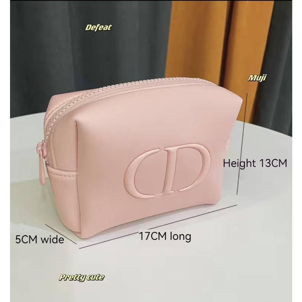 กระเป๋าเครื่องสําอาง ทรงคลัทช์ สีขาว สีชมพู