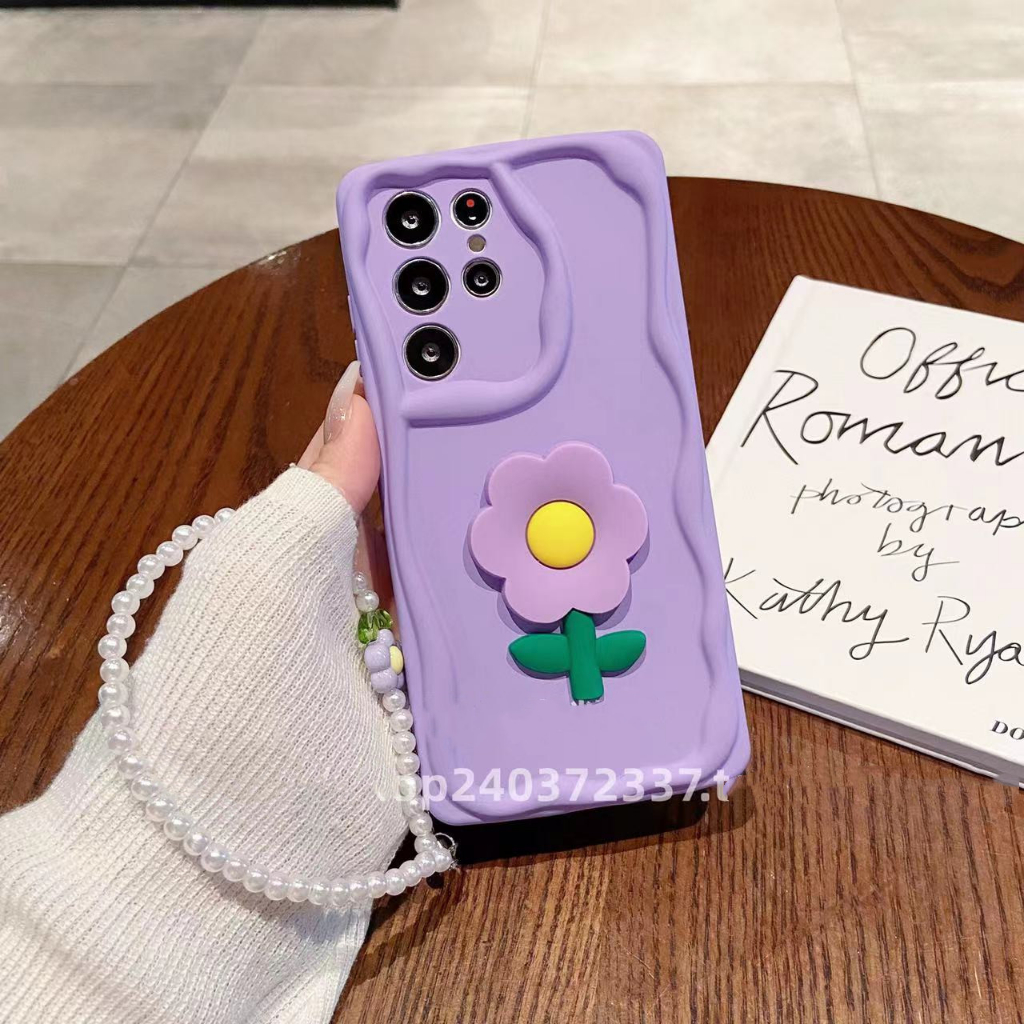 DIY ดอกไม้สีม่วง เคส Samsung Galaxy S23 Ultra S23 Plus S23 S22 Ultra S22 Plus S22 S21Ultra S21Plus S21FE A50 A12 A52 A32 A72 A13 A23 A04 A14 A22 A24 A34 A54 A33 A53 A73 5G Case เคสโทรศัพท์ใหม่ ซิลิโคนอ่อนนุ่มป้องกันการตก เคสมือถือซัมซุง