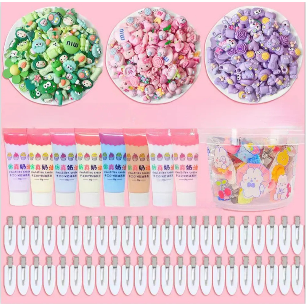 ชุดการ์ด DIY กาวครีม กาวครีม กิ๊ฟติดผม ชุดกิ๊ฟติดผม น่ารัก ของเล่นเด็กผู้หญิง