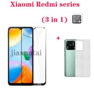 3in1 ฟิล์มกระจกนิรภัย ฟิล์มเลนส์ และฟิล์มด้านหลัง สําหรับ Xiaomi Redmi 10C 9T 9C 9A 9 Redmi 10 4G