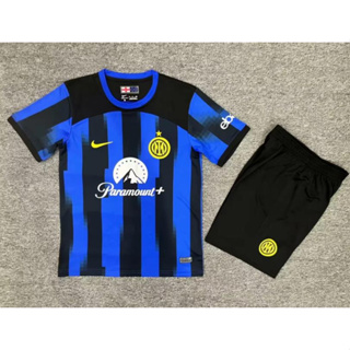 เสื้อกีฬาแขนสั้น ลายทีมชาติฟุตบอล Inter Milan 23/24 ชุดเหย้า สําหรับเด็ก และผู้ใหญ่