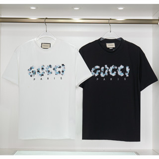 Gucc1 เสื้อยืดคอกลม แขนสั้น ผ้าฝ้าย ปักลาย มีสไตล์ สําหรับทุกเพศ