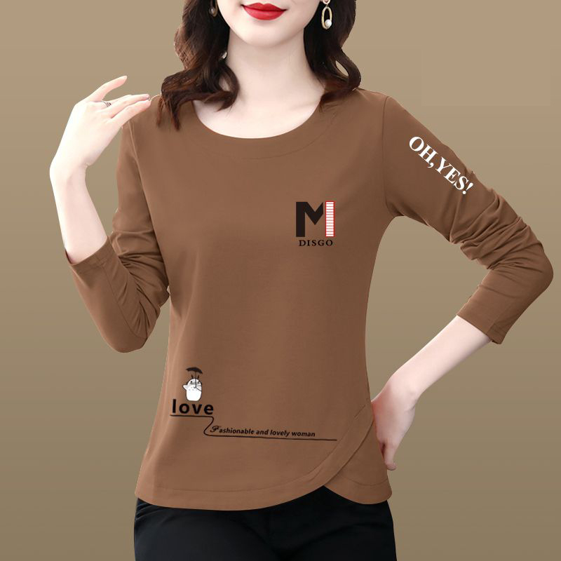 เสื้อเบลาส์ คอกลม แขนยาว ผ้าไนล่อน ทรงหลวม ขนาดใหญ่ 5XL แฟชั่นฤดูใบไม้ร่วง สําหรับผู้หญิง #296