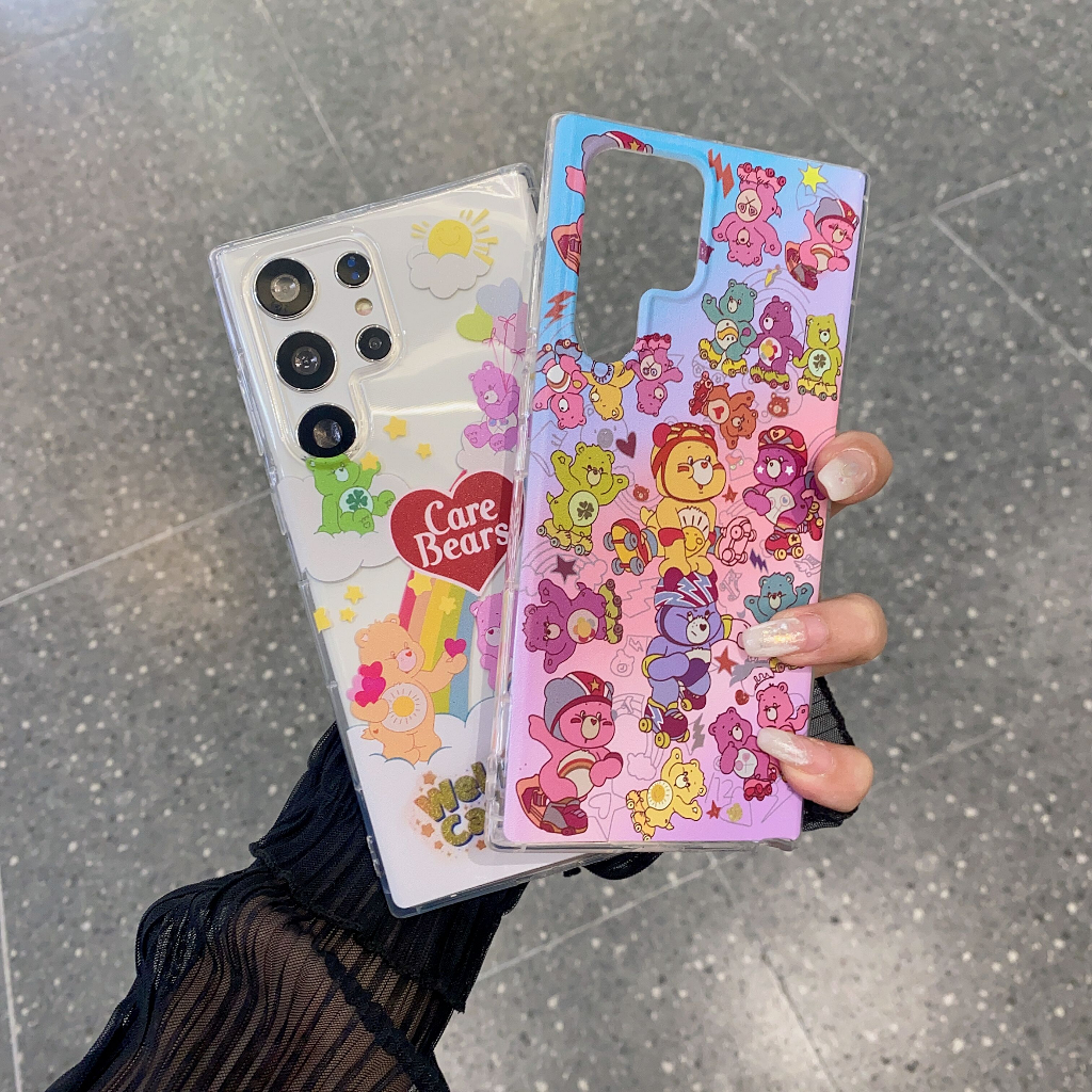 รุ้ง เล่น หมีน้อย เคส Samsung Galaxy S24 Ultra S23FE S23 Ultra S22 Ultra S21FE S20 S22 S21 S23 Plus + S21Ultra S20FE S20Ultra Note20 Ultra Note10 Plus A54 A34 A53 Case ใหม่ เรียบง่าย โปร่งใส ป้องกันการหล่น ซิลิกาเจล นุ่ม ซัมซุง เคส