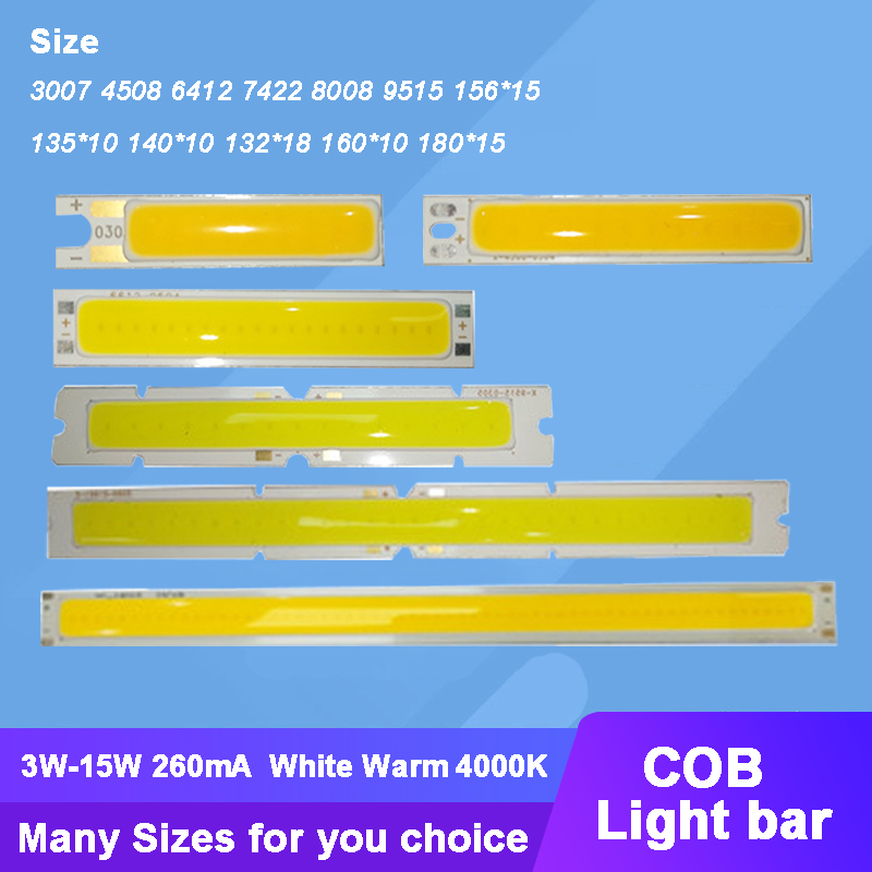 แถบไฟ LED COB 260mA 3W - 15W สีขาวอบอุ่น 4000K พร้อมฐานหลายขนาด 2 ชิ้น