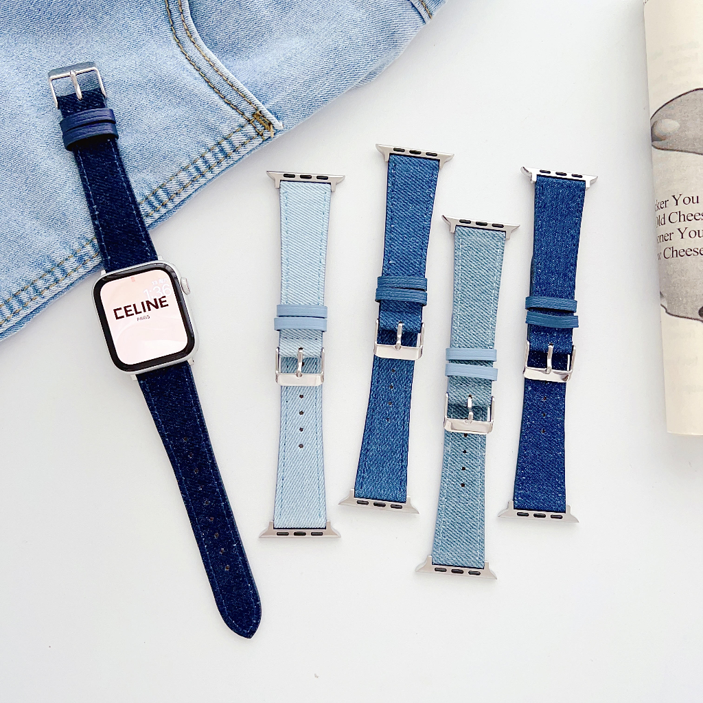 สายนาฬิกาข้อมือ สายหนัง และผ้าแคนวาส สําหรับ iwatch Series S8 Ultra 7 SE 6 5 4 3 2 Apple watch