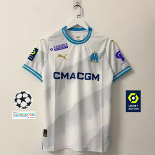 เสื้อกีฬาแขนสั้น ลายทีมชาติฟุตบอล MARSEILLE 23 24 OM ชุดเหย้า ไซซ์ S - 4XL