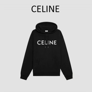 Celine ใหม่ เสื้อฮู้ดดี้ พิมพ์ลายโลโก้ตัวอักษร สไตล์คลาสสิก สําหรับผู้ชาย และผู้หญิง