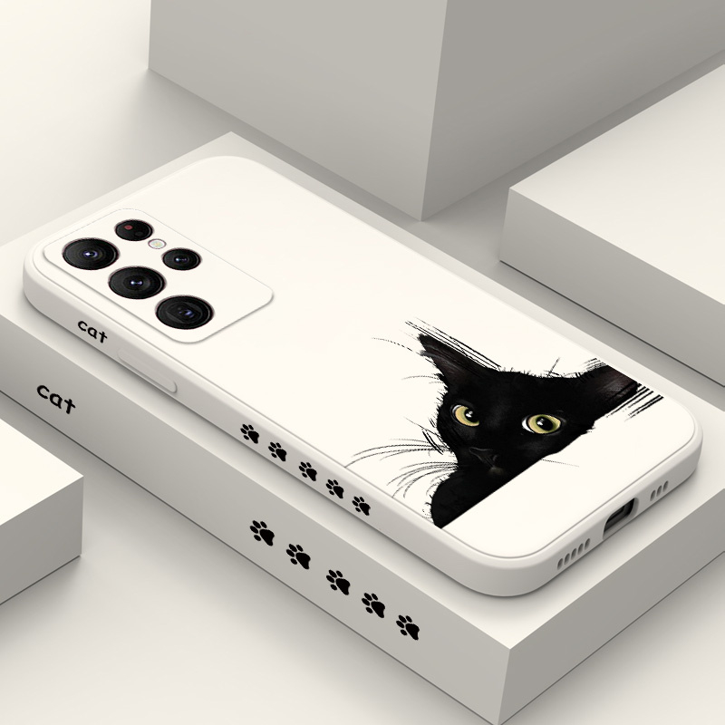 เคสโทรศัพท์มือถือ ลายแมวดํา แฟชั่น สําหรับ Samsung Galaxy S23 S22 FE Ultra Plus 5G
