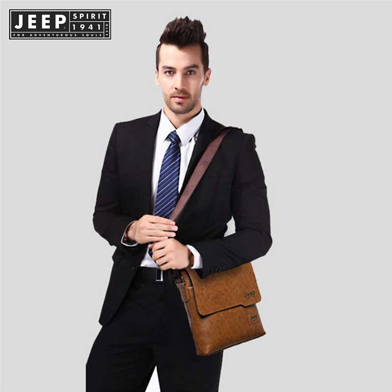 JEEP SPIRIT 1941 ESTD กระเป๋าสะพายข้างหนังลําลอง สไตล์นักธุรกิจ สําหรับผู้ชาย
