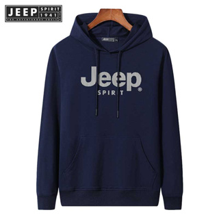 JEEP SPIRIT 1941 ESTD ใหม่ เสื้อกันหนาวลําลอง มีฮู้ด สีพื้น