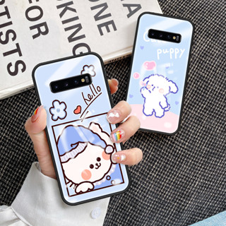 เคสโทรศัพท์มือถือกระจกนิรภัย TPU แบบนิ่ม ขอบแข็ง กันกระแทก สําหรับ Samsung Galaxy S10 Galaxy S10