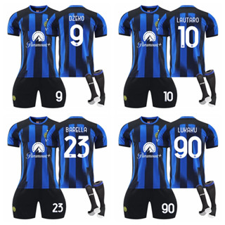 เสื้อกีฬาแขนสั้น ลายทีมชาติฟุตบอล Dzeko Lautaro Martinez Barella Lukaku 2023-24 Season Inter Milan ชุดเหย้า สําหรับเด็ก และผู้ใหญ่