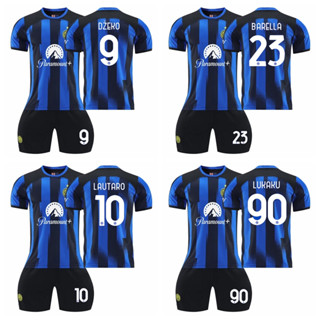 เสื้อกีฬาแขนสั้น ลายทีมชาติฟุตบอลชั้นนํา Dzeko Lautaro Martinez Barella Lukaku ปี 2023-24 ชุดเหย้า สําหรับเด็ก และผู้ใหญ่