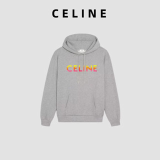 Celine ใหม่ เสื้อกันหนาวลําลอง แขนยาว มีฮู้ด พิมพ์ลายโลโก้ แบบสวมหัว