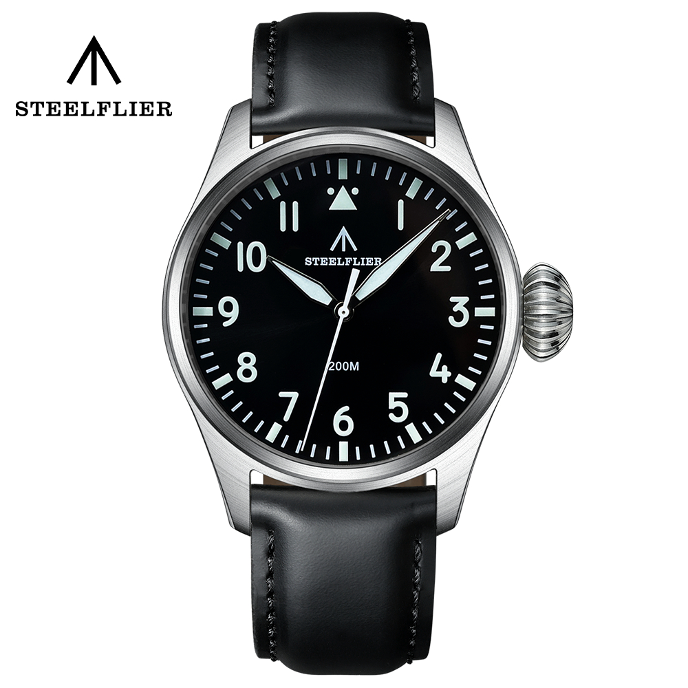 [STEELFLIER Official] SF743 Large Quartz Pilot Sapphire Watch Mirror Swiss Luminous 200m กันน้ํา VH3