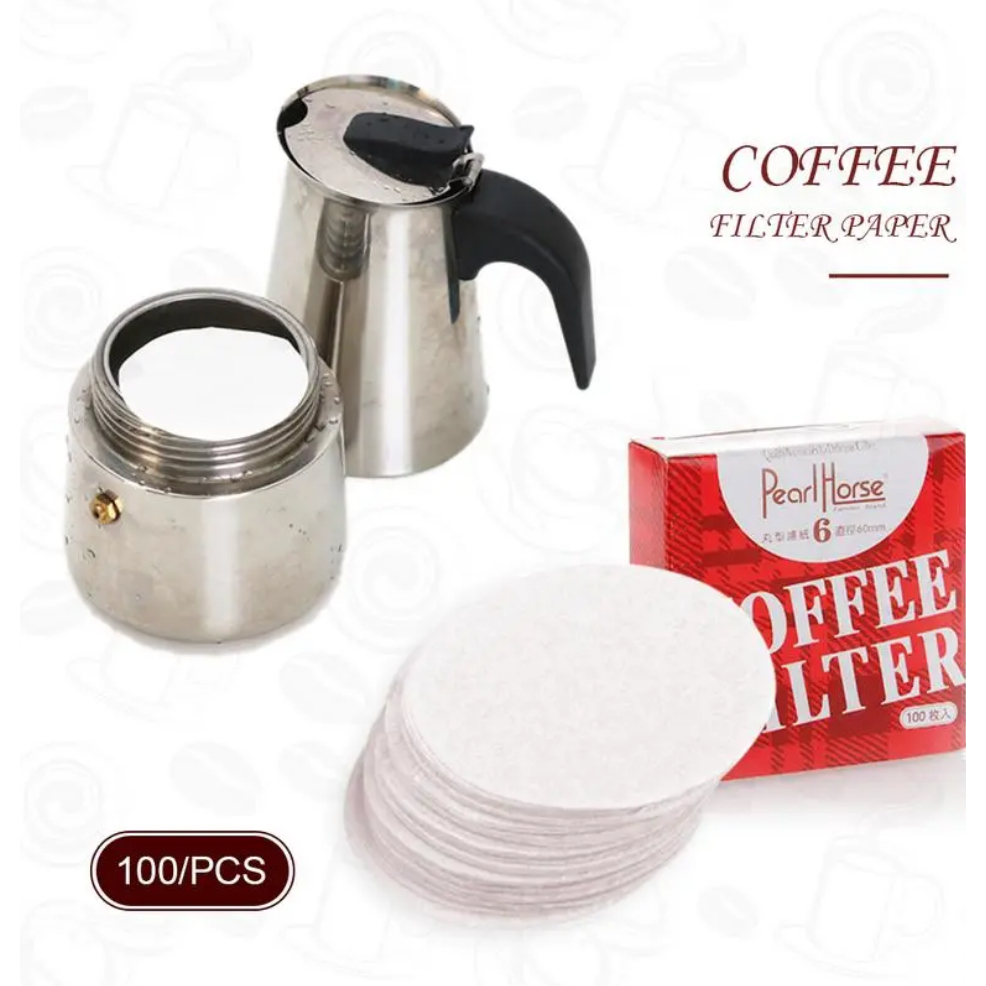 ✨Need Coffee ✨กระดาษกรองกาแฟ ทรงกลม ขนาด 60 มม. แบบเปลี่ยน สําหรับเครื่องชงกาแฟ Moka Pot 100 ชิ้น