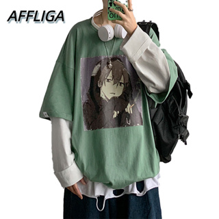 ❀ AFFLIGA ❀ เสื้อยืดผ้าฝ้ายใหม่คุณภาพสูงแขนยาวคอวีเสื้อยืดผู้ชายคอกลมหลวมสบาย ๆ ของแข็งเสื้อยืดยาวผู้ชายฤดูใบไม้ผลิฤดูใบไม้ร่วงเสื้อยืดฮิปฮอปผู้ชายคู่เสื้อยืดเสื้อหลวมสำหรับผู้ชาย