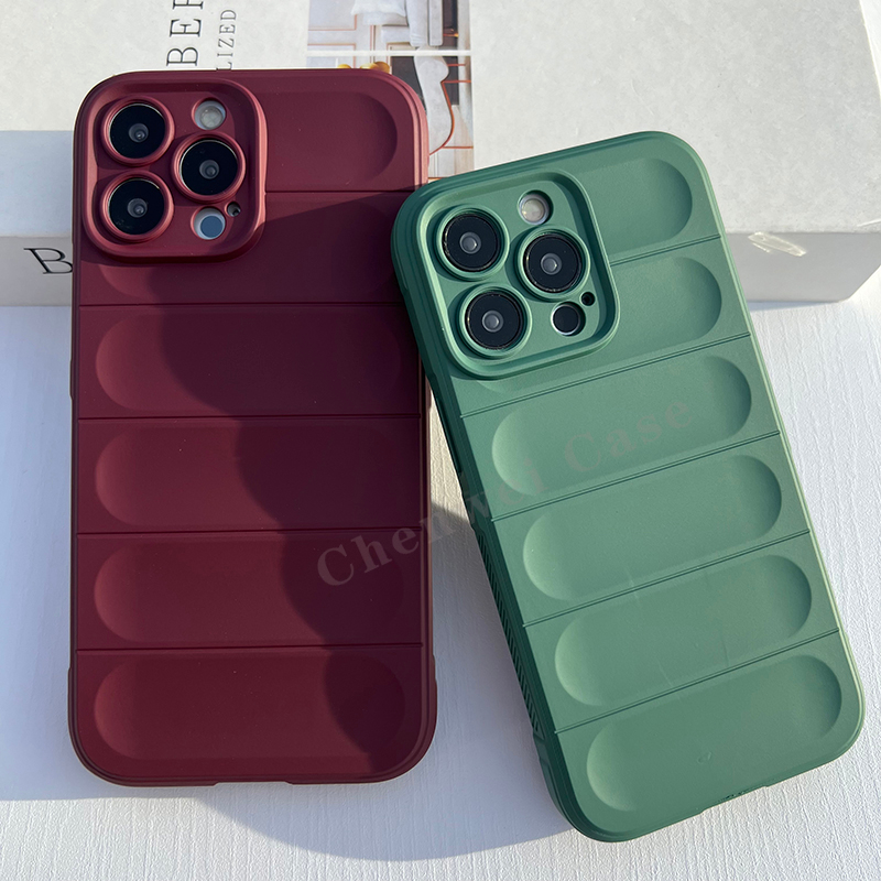 สีเขียวซิลิโคนนุ่ม TPU Matte ทนทาน 3D รูปแบบสําหรับ iPhone 16Promax 16 15 15Pro 13Promax 14Promax 11 11Promax 12Pro 12Promax 13Pro 14Pro X Xsmax 8P 7Plus 7 8