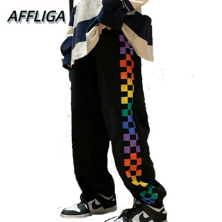 ❀ AFFLIGA ❀ 【M-3XL】กางเกงวอร์มลําลอง ทรงหลวม พิมพ์ลาย ลายสก๊อต หลากสี สไตล์ฮิปฮอป แฟชั่นสําหรับผู้ชาย