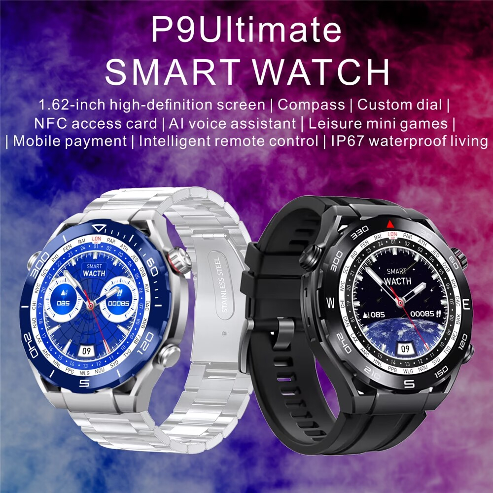 Smartwatch P9 Ultimate Extraordinary Master Charger sport watch wirelwss ชาร์จนาฬิกาสมาร์ทวอทช์ ทรงกลม VS samsung watch h11 hello watch ultra hk8 hk9