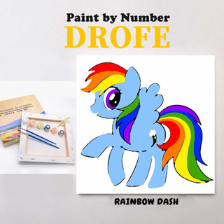 Drofe ระบายสีตามตัวเลข ระบายสีตามตัวเลขขึงเฟรม พร้อมกรอบรูป LITTLE PONY APPLE JACK สําหรับตกแต่งผนัง diy