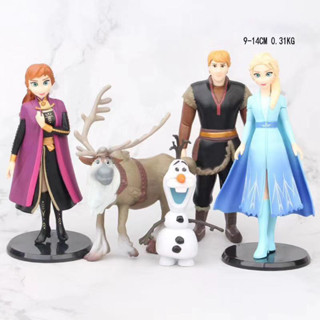 โมเดลฟิกเกอร์ PVC รูปการ์ตูนดิสนีย์ Frozen Elsa Anna Kristoff Sven Olaf Q Version ขนาด 9-14 ซม. ของเล่นสําหรับเด็ก จํานวน 5 ชิ้น ต่อชุด