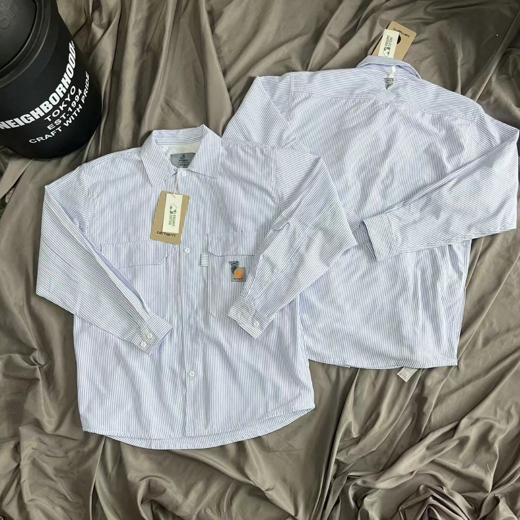 Carhartt Invincible CARHARTT เสื้อเชิ้ตแขนยาว คอปก ทรงหลวม ขนาดใหญ่ ลายทาง แฟชั่นฤดูใบไม้ผลิ และฤดูใบไม้ร่วง สําหรับผู้ชาย และผู้หญิง
