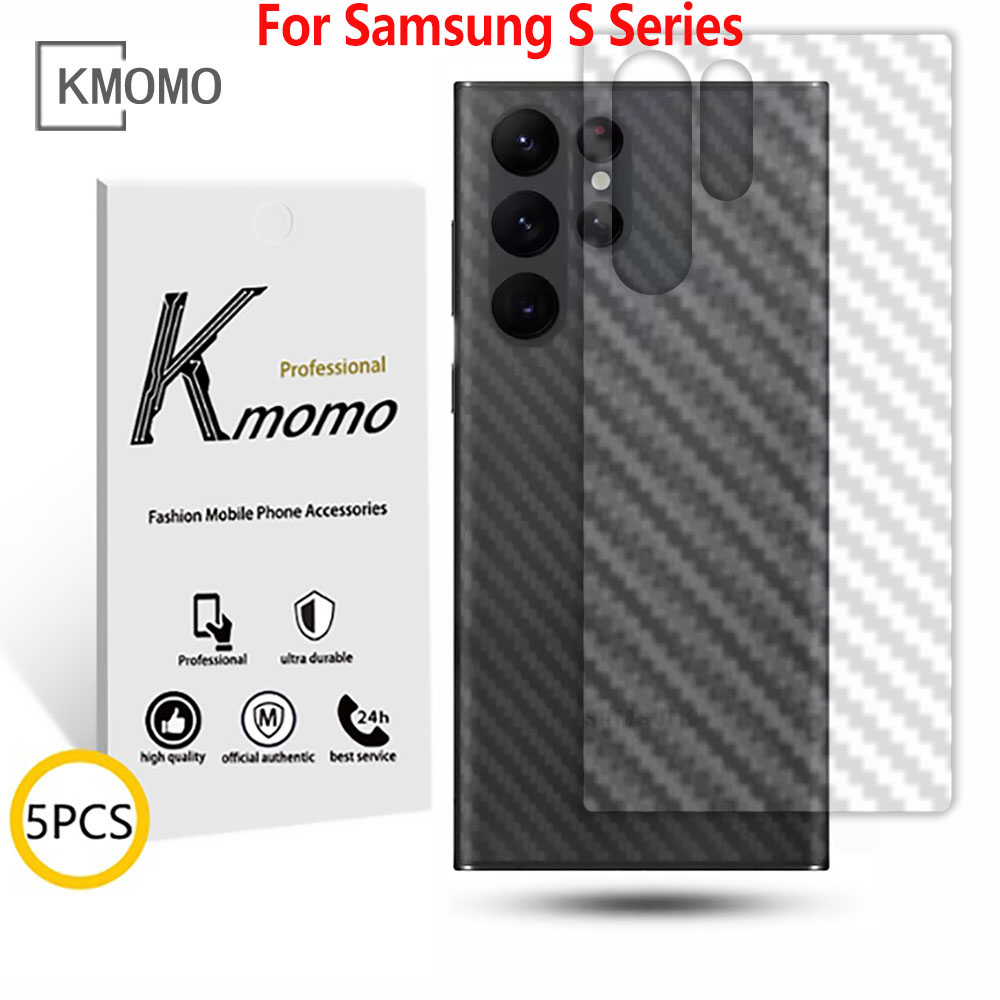 SAMSUNG 5 ชิ้นจํานวนมากคาร์บอนไฟเบอร์กลับฟิล์มสติกเกอร์สําหรับSamsung S24 Ultra S23 FE S22 Ultra S21