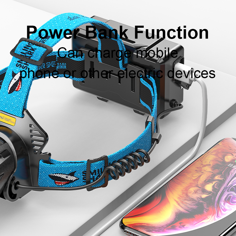 Smiling Shark TD2002 ไฟฉายสวมศีรษะ LED P100 ชาร์จ USB ซูมได้ ระยะไกล 2000 กันน้ํา สําหรับล่าสัตว์ กลางแจ้ง — صورة 6
