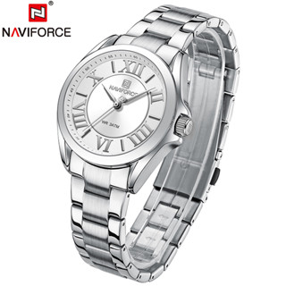 Naviforce ของแท้ นาฬิกาข้อมือลําลอง สายสเตนเลส กันน้ํา เรียบง่าย แฟชั่นสําหรับผู้หญิง 5037