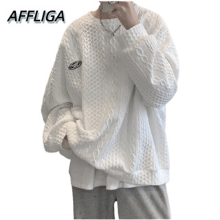 ❀ AFFLIGA ❀ 【M-2XL】เสื้อกันหนาว คอกลม พิมพ์ลาย สามมิติ เรียบง่าย เข้ากับทุกการแต่งกาย แฟชั่นสําหรับผู้ชาย และผู้หญิง