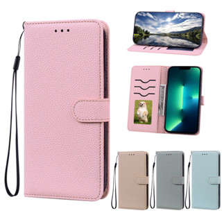 เคสโทรศัพท์มือถือหนังลิ้นจี่ แบบนิ่ม พร้อมช่องใส่บัตร สําหรับ Infinix Hot 20i Zero 20 Note 12 Pro Tecno Pova 4 Neo 2