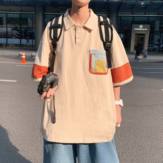 เสื้อโปโลแขนสั้นลําลอง คอปก ทรงหลวม สวมใส่สบาย เข้ากับทุกการแต่งกาย แฟชั่นฤดูร้อน สําหรับผู้ชาย