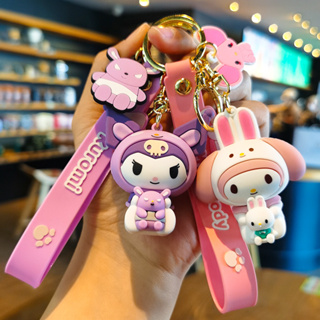 พวงกุญแจ จี้ฟิกเกอร์ PVC รูปการ์ตูน Sanrio Chaveiro สําหรับห้อยกระเป๋า กุญแจรถยนต์