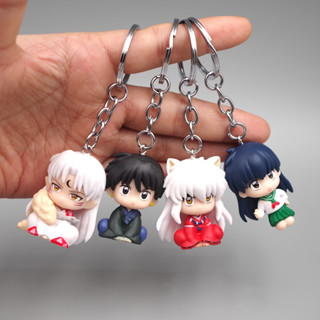 พวงกุญแจฟิกเกอร์ PVC รูปการ์ตูนอนิเมะ Sesshoumaru Higurashi Kagome Kagome Q Version ขนาด 4.5 ซม. 4 ชิ้น ต่อชุด