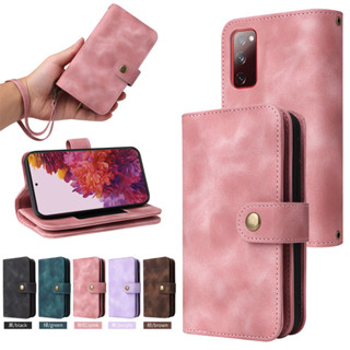 เคสโทรศัพท์มือถือหนัง PU นิ่ม ฝาพับ พร้อมช่องใส่บัตร ตั้งได้ หรูหรา สําหรับ Samsung Galaxy S20 FE S20 Ultra S20 Plus S10 Plus S9 Plus S8 Plus S20+ S10+ S9+ S8+