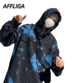 ❀ AFFLIGA ❀ เสื้อกันหนาวลําลอง มีฮู้ด ทรงหลวม ขนาดเล็ก สีมัดย้อม แฟชั่นสําหรับผู้ชาย และผู้หญิง