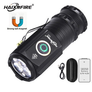 Haixnfire X31 ไฟฉาย LED แบบชาร์จ USB ไฟฉายขนาดเล็ก ไฟตั้งแคมป์กลางแจ้ง อุปกรณ์กลางแจ้ง ไฟท้ายที่แข็งแกร่ง แม่เหล็ก ทํางาน ฟลัดไลท์