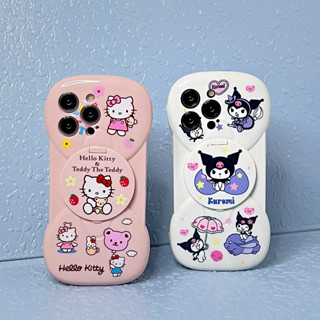 ใหม่ เคสป้องกันโทรศัพท์มือถือกระจก กันกระแทก ลาย Kuromi และ kitty สําหรับ iPhone 14promax 14 13 13promax 12promax 12 11