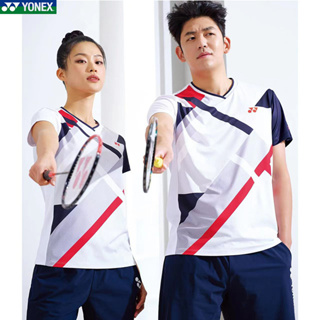 Yonex เสื้อแบดมินตัน แขนสั้น แห้งเร็ว ลายทาง สไตล์เกาหลี แฟชั่นฤดูร้อน สําหรับเด็กผู้ชาย และผู้หญิง