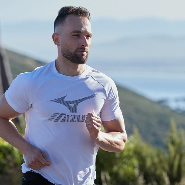 Mizuno Mizuno เสื้อยืดแขนสั้น ผ้าฝ้ายแท้ พิมพ์ลาย สไตล์สปอร์ต สําหรับผู้ชาย และผู้หญิง