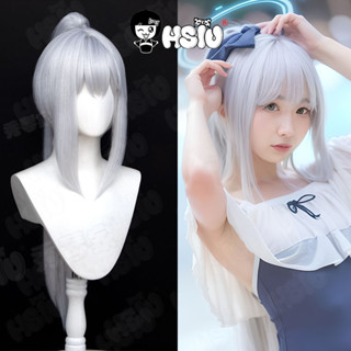 วิกผมหางม้าคอสเพลย์ Tsukiyuki Miyako HSIU 80 ซม. สีเงิน สีขาว สีฟ้า