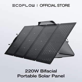 ECOFLOW 220W แผงโซลาร์เซลล์สองหน้าแบบพับได้พร้อมขาตั้งแบบปรับได้ กันน้ำ IP68 และทนทานสำหรับการใช้ชีวิตแบบ Off the Grid